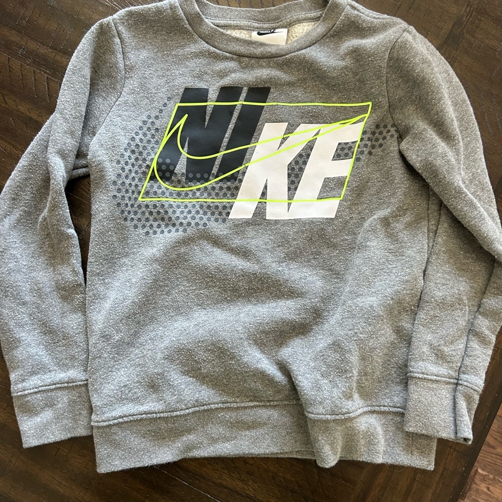 Nike Heather Gray Sweatshirt with Neon Accents
